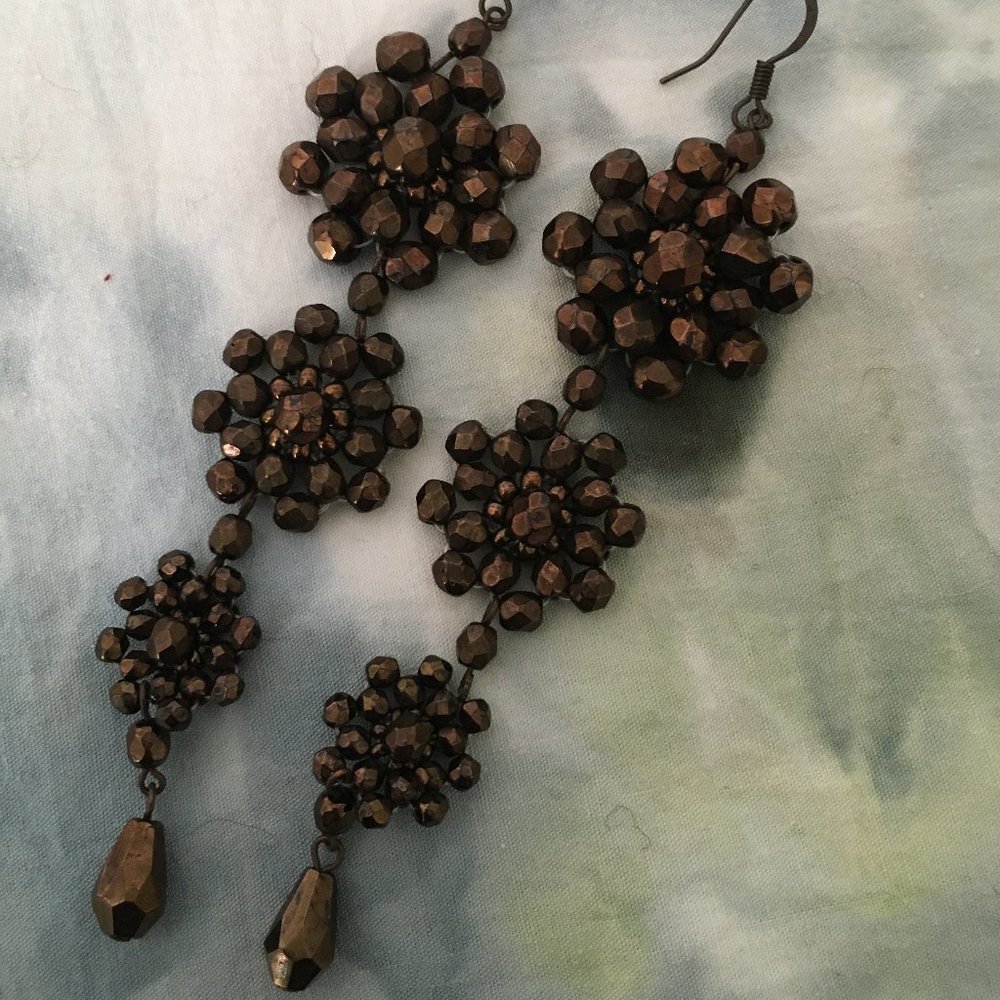 Copper colored beaded earrings